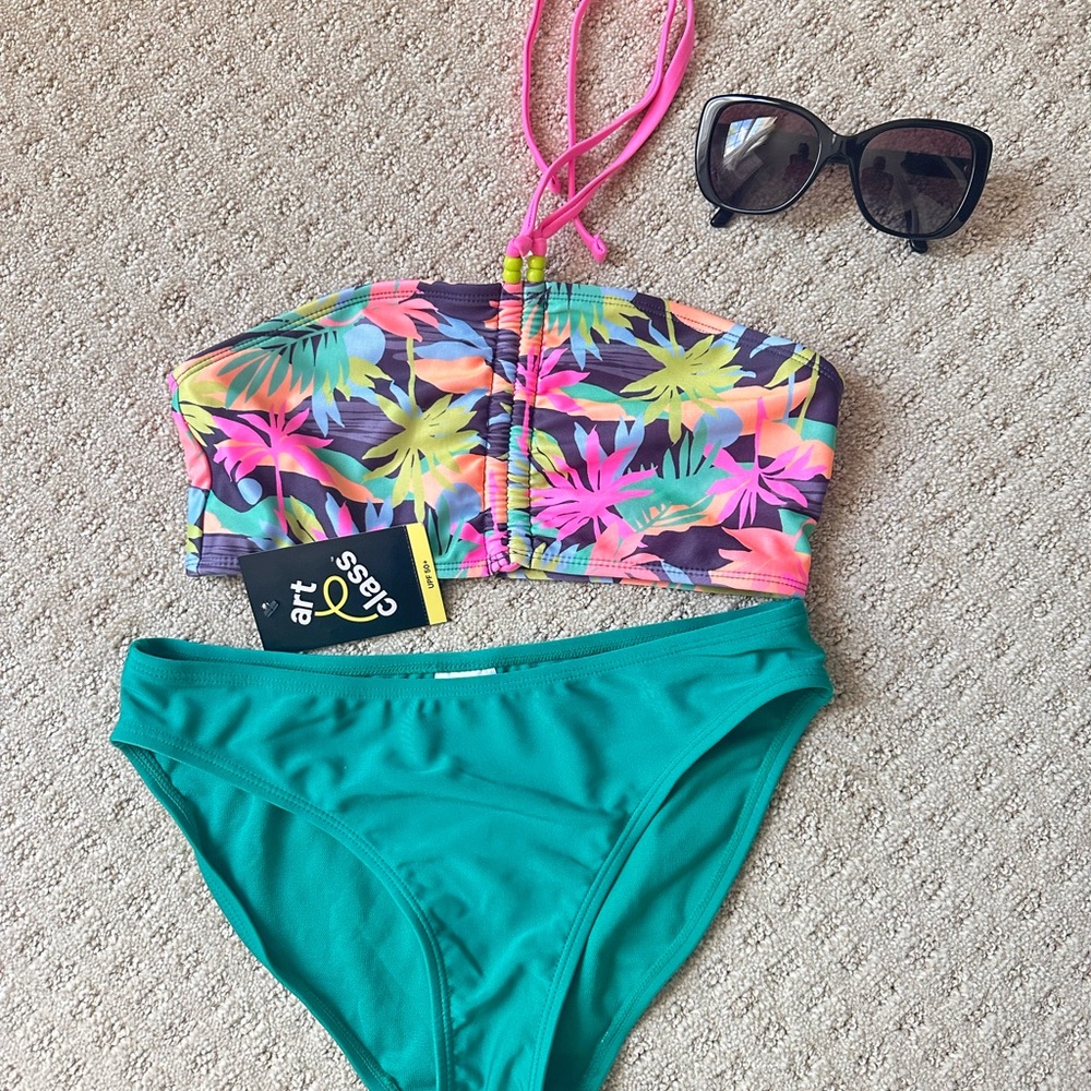 Art Class Colorful Leaf Print Bikini Set Youth Girl 14